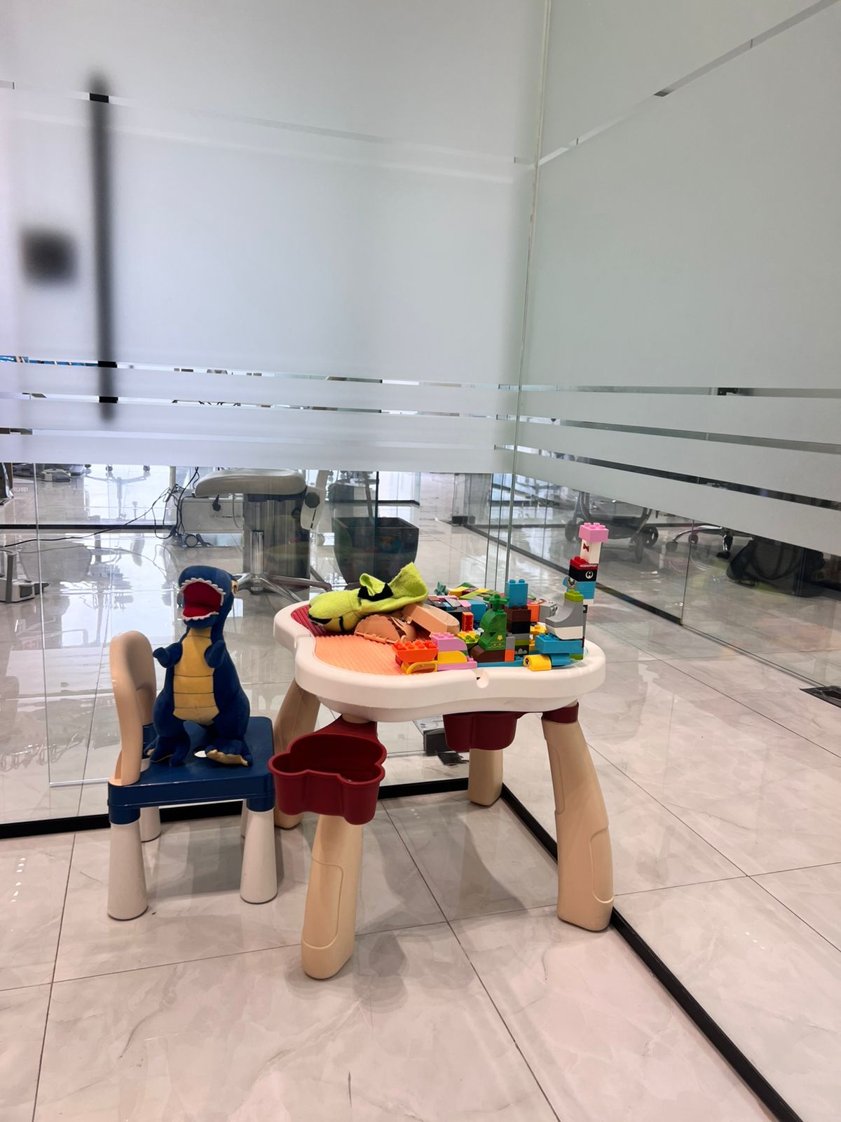 Children's play corner inside Innovative Dental Center, set up for young patients